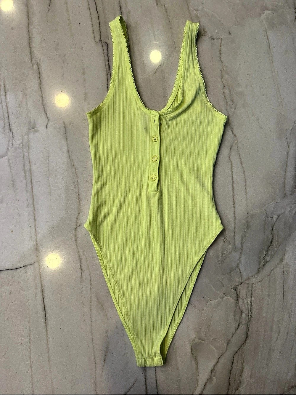 Wild Fable Ribbed Bodysuit in Green Size XS Like New
